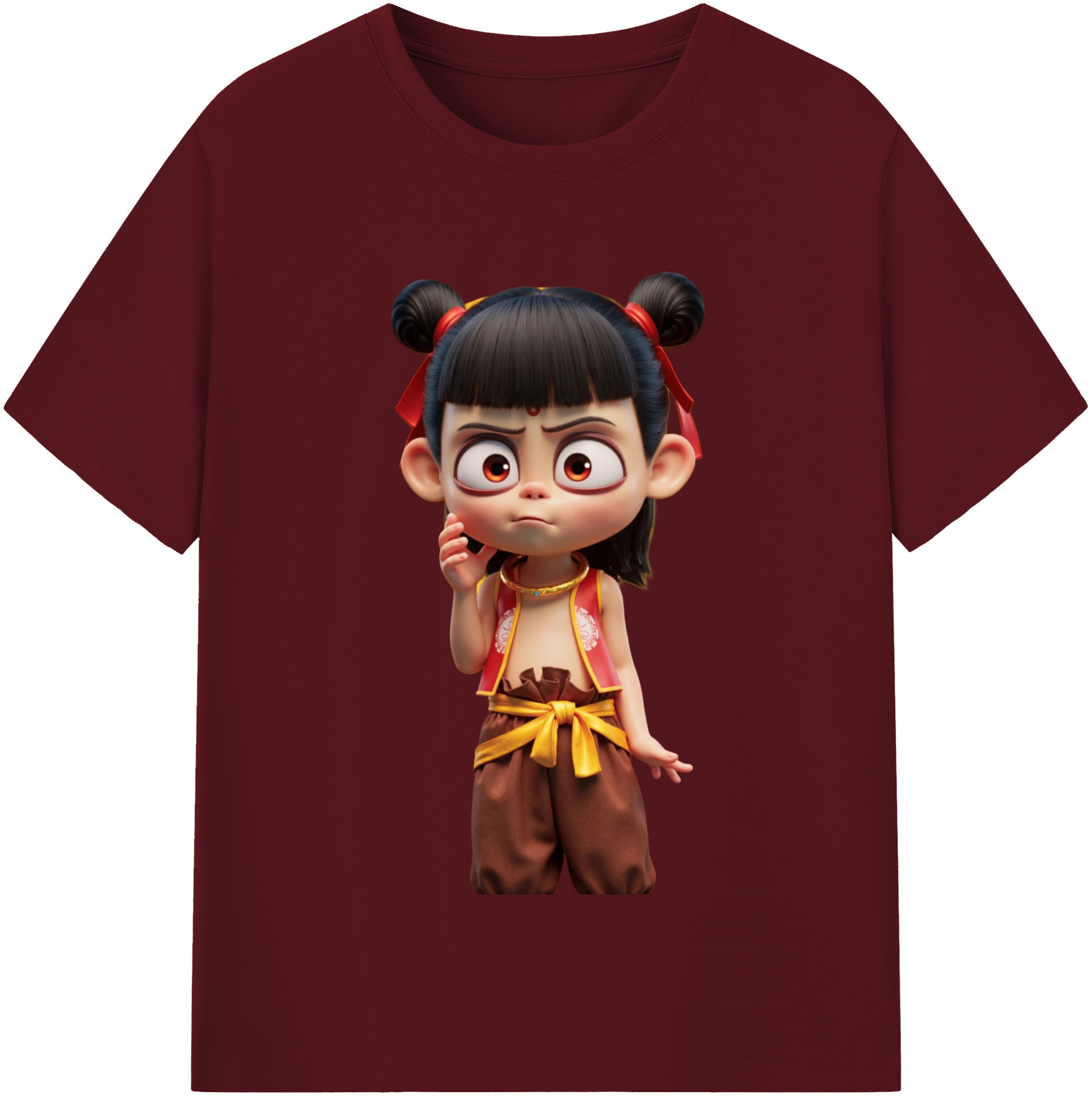 （画像用） Ne Zha 2 ナタ 魔童の大暴れ 綿100％半袖Tシャツ（フロントプリント）